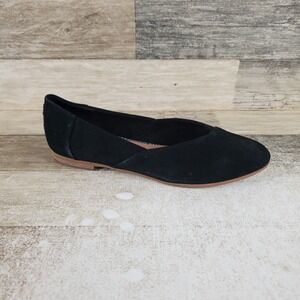 Toms Jutti Neat Womens Flats Sz 7 Black Suede Comfort Almond Toe Slip On
